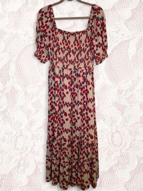 Betsey Johnson Pink Strawberry Maxi Dress Large